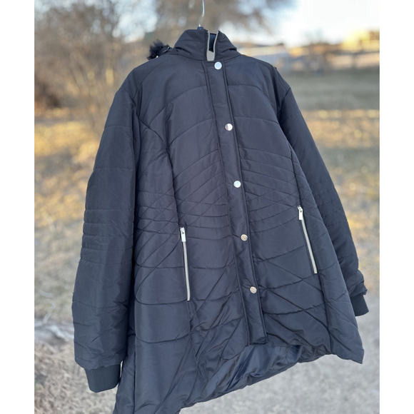 Catherines Womens 2X Winter Coat Removable Hood Black Long Parka Pockets NWOT - Picture 13 of 17